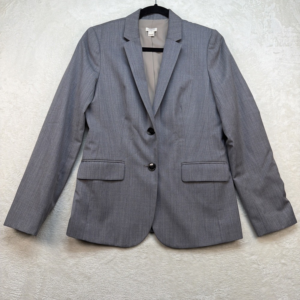 J Crew Wool Blend Blazer Womens 4‎ Gray Tailored Career Office Jacket